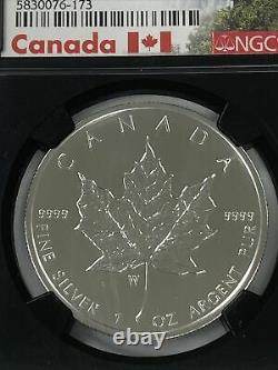 2020- W Burnished 1 Oz. $5 Canadian Maple Leaf NGC MS70 FR Canada Label