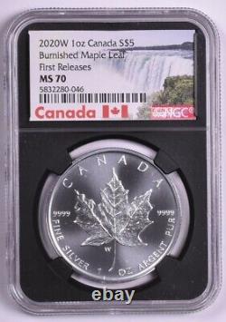 2020-W Canada Burnished Maple Leaf NGC MS70 First Release With Box & COA