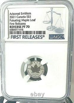 2021 $1 1/20 OZ CANADA SILVER NGC Reverse Proof PF70 PULSATING MAPLE LEAF FR