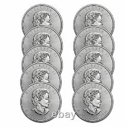 2021 Canada 1 oz Silver Maple Leaf BU Lot of 10 Coins. 9999 Fine Silver