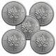 2021 Canada 1 Oz Silver Maple Leaf Bu Lot Of 5 Coins. 9999 Fine Silver