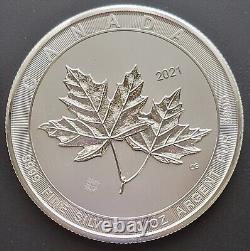 2021 Canada 50 Dollars $50 Maple Leaf 10 oz. 9999 Fine Silver Coin in Capsule