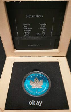 2021 Canada $5 Maple Leaf Space Blue 1 oz