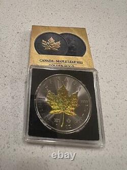 2021 Canada Maple Leaf Golden Holo 1 Oz. 999 Silver