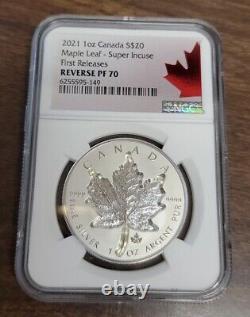 2021 Canada Silver $20 Maple Leaf Super Incuse NGC PF70 Reverse First Releases