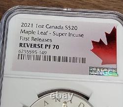 2021 Canada Silver $20 Maple Leaf Super Incuse NGC PF70 Reverse First Releases