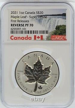 2021 Canada Super Incuse Maple Leaf 1 oz Silver NGC PF70 Reverse $20 Coin JL21