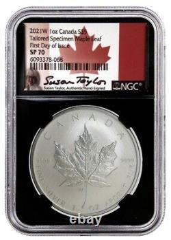 2021 W $5 Tailored Specimen 1 oz Silver Maple Leaf NGC SP70 FDOI Susan Taylor