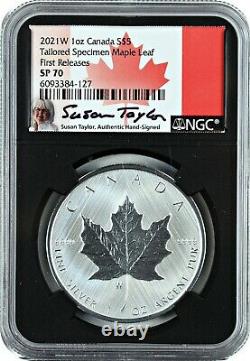 2021-W Canada Tailored Specimen Maple Leaf 1oz Silver $5 NGC SP70 Susan Taylor