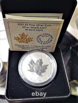 2021 (W) Silver Maple Leaf $5 Coin, 1oz 99.99% PURE Silver with COA