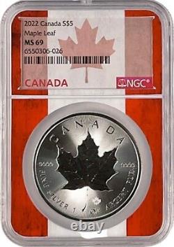 2021 thru 2023 Canada 1oz Silver Maple 3 Coin Set NGC MS69 Flag Core withCase