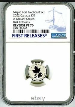 2022 $1 1/20 Oz Canada Silver Ngc Pf70 Radiant Crown Maple Leaf Rev Proof Fr