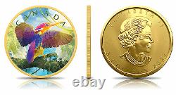 2022 1 oz Colours of Paradise Maple Leaf 3 Coin Set 24K Gold Plating