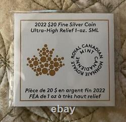 2022 $20 Canada 1 oz Silver Ultra High Relief Maple Leaf Rev Proof