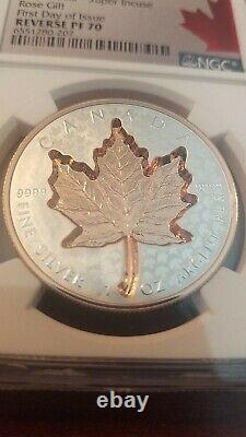 2022 $20 Canada Silver Super Incuse Rose Gilt Maple Leaf Ngc Pf70 First Day Iss