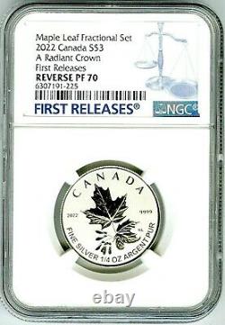 2022 $3 1/4 Oz Canada Silver Ngc Pf70 Radiant Crown Maple Leaf Rev Proof Fr