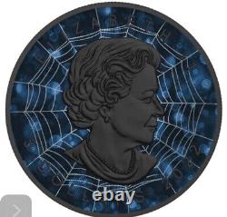 2022 $5 The Dark Blue Spider Bejeweled Maple Leaf 1oz Silver Coin