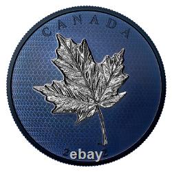 2022 Blue Rhodium Maple Leaf in Motion 5oz Pure. 9999 Silver $50 Coin Canada