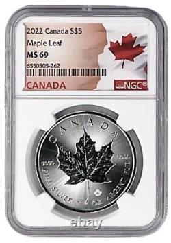 2022 Canada 1oz Silver Maple Leaf NGC MS69 Flag Label 100 Pack withCases
