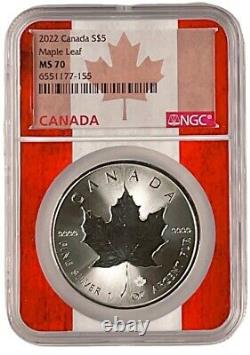 2022 Canada 1oz Silver Maple Leaf NGC MS70 Flag Core 10 Pack withCase
