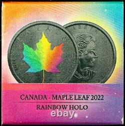 2022 Canada 1oz Silver Maple Leaf Rainbow Holo Coin 192/500