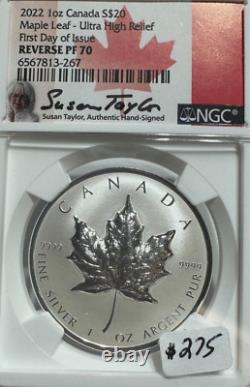 2022 Canada $20 Dollar 1 Oz Silver Maple Leaf Ultra High Relief Ngc Pf 70