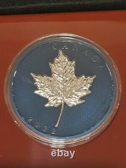 2022 Canada Blue Rhodium. 999 Silver 5 oz $50 Maple Leaf in Motion