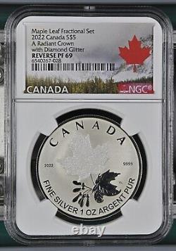 2022 Canada Diamond Glitter Maple Leaf 1 oz Silver NGC PF69