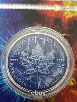 2022 Canada Fire & Ice 1oz. 9999 Fine Silver Maple Leaf Mintage 134/300