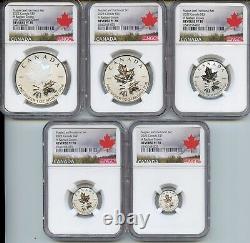 2022 Canada Fractional Silver 5-Coin Set A Radiant Crown NGC Reverse PF 70