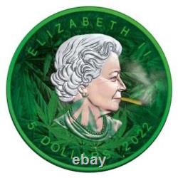 2022 Canada Maple Leaf Cannabis Queen Cyber Green Edition 1 oz Silver Coin