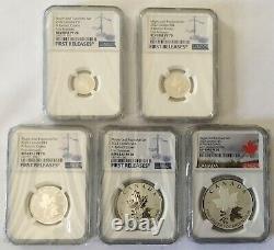 2022 Canada Radiant Crown Silver Maple Leaf Rev Proof 5-Coin Set NGC 4 PF70 FR