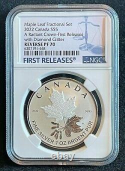 2022 Canada Radiant Crown Silver Maple Leaf Rev Proof 5-Coin Set NGC PF70 FR