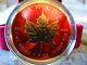 2022 Maple Royal Red 1oz Silver Coin $5 Canada With Color & 24k Gold