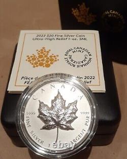 2022 Silver Maple Leaf UltraHigh Relief SML $20 1OZ PureSilver Proof Coin Canada