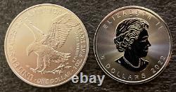2022 US Silver Eagle And Canadian Maple Leaf. 9999
