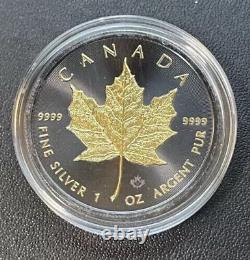 2023 1 Oz 9999 Silver Canada Maple Leaf Gold & Black Platinum Gilded Mintage 500