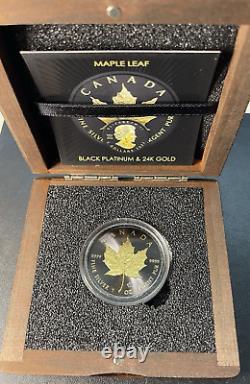 2023 1 Oz 9999 Silver Canada Maple Leaf Gold & Black Platinum Gilded Mintage 500