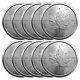 2023 1 Oz Canadian Silver Maple Leaf Coin (bu Lot Of 10)