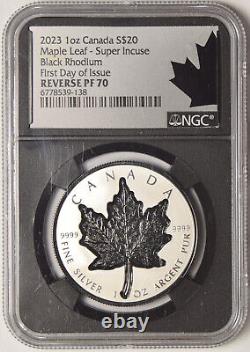 2023 1 oz. Silver Canadian Maple Leaf NGC REVERSE PF-70 Maple Leaf Super Incused