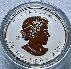 2023 $20 Canada Maple Leaf 1 Oz Silver Uhr Rev Proof 24k Gold Gilt Ogp/coa