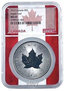 2023 Canada 1oz Silver Maple Leaf NGC MS69 Flag Core 10 Pack withClear Case