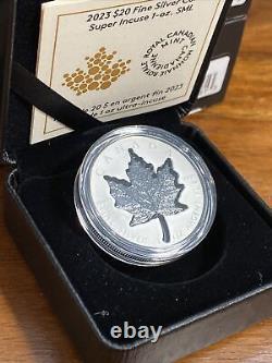 2023 Canada 20$ Super Incuse Silver 1oz Coin Rhodium Plates Maple