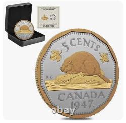 2023 Canada 2 oz. 999 Silver Proof 1947 Maple Leaf Mark 5-Cent 5c Coin OGP NEW