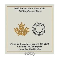 2023 Canada 2 oz. 999 Silver Proof 1947 Maple Leaf Mark 5-Cent 5c Coin OGP NEW