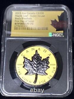 2023 Canada 2oz. Gold & 1oz. Silver Super Incuse Maple Leaf Black Rhodium