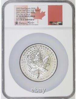 2023 Canada 5 oz Silver UHR 35th Anniversary Maple Leaf Fields PF70 NGC FDOI FDI