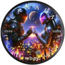 2023 Canada Maple Astronauts Black Ruthenium Colorized 1 oz silver coin