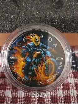 2023 Canada Maple Dark Riders Burning Rider 1oz Silver Colorized Coin LOT #483