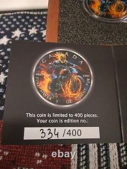 2023 Canada Maple Dark Riders Burning Rider 1oz Silver Colorized Coin LOT #483